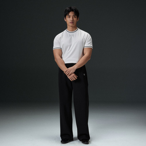 AFTERGLOW液氨棉螺纹拼接休闲男装短袖 春夏通勤百搭显身材TEE