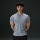 AFTERGLOW四季 高弹四针六线速干运动TEE 显大基础健身训练短袖