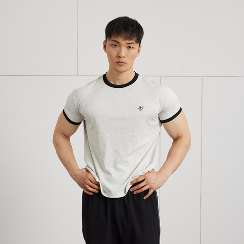 AFTERGLOW意大利lafer液氨棉复古撞色短袖 夏季休闲健身显身材TEE