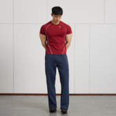 显大运动弹力面料透气男短袖 AFTERGLOW镶边织带健身紧身衣 夏季