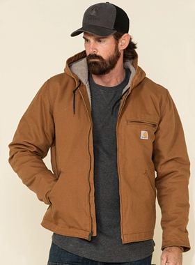 弹跳潮人Carhartt卡哈特104392水洗帆布连帽加绒夹克外套J141升级