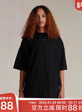 弹跳潮人Fear of God Essentials 24SS皮标logo纯色宽松短袖T恤潮
