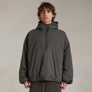 Fear 24新款 Essentials 梭织尼龙半拉链纯色连帽棉服 God FOG