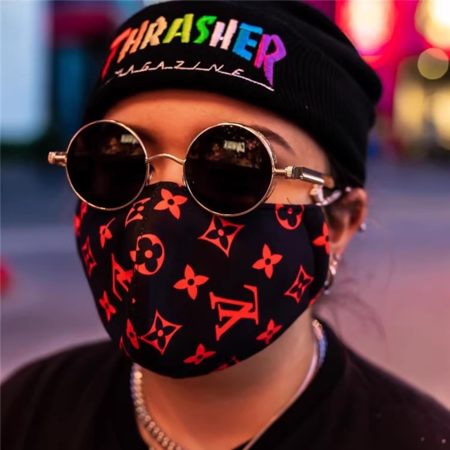 THRASHER彩虹刺绣Logo针织冷帽