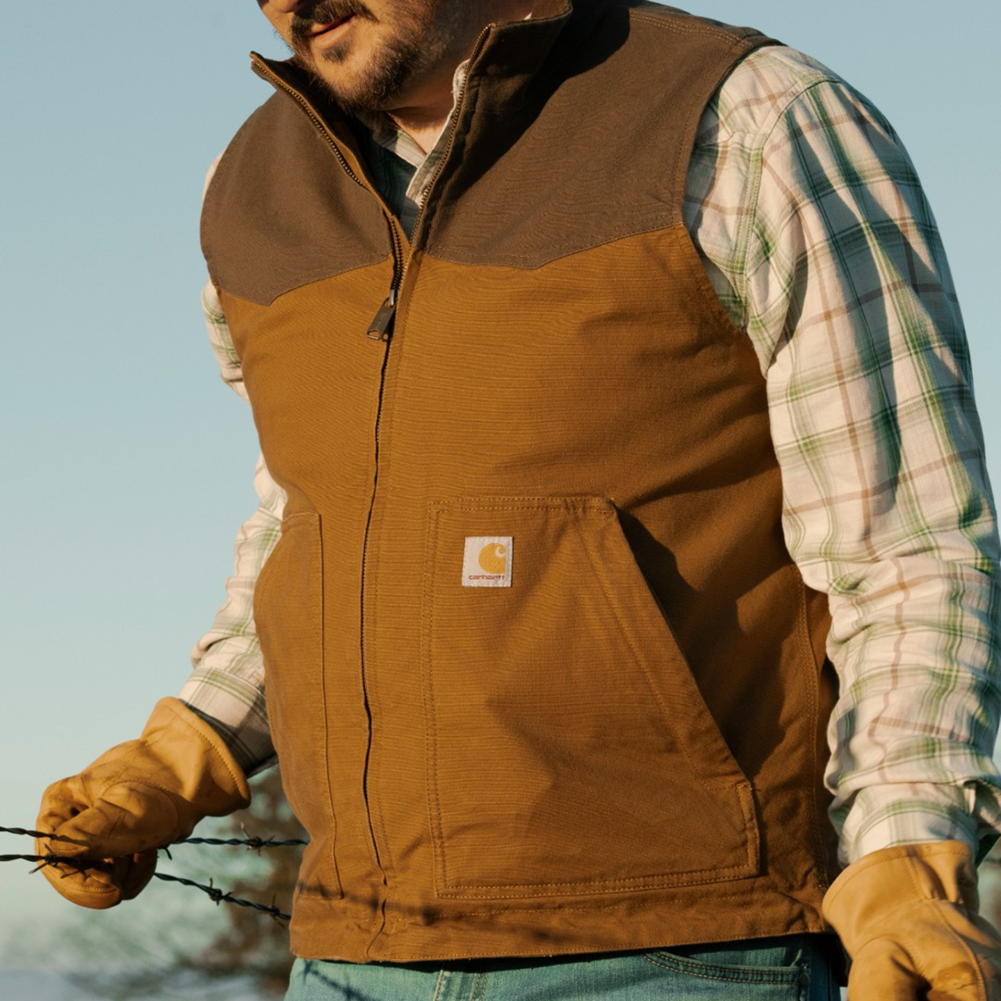 正品现货Carhartt 106433卡哈特蒙大拿美式厚帆布撞色拼接棉马甲