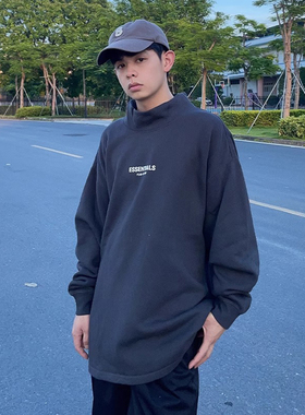 弹跳潮人 FOG Fear of God Essentials SS22植绒高领长袖加绒卫衣