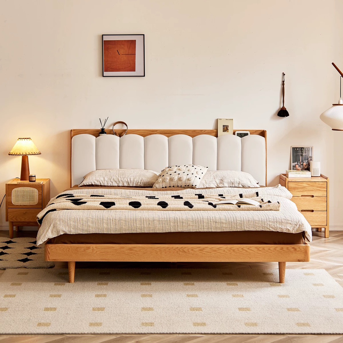 橡木软包床实木厂家直销北欧双人