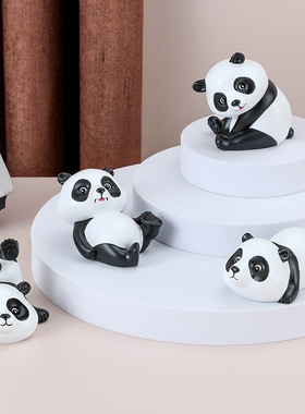 轻奢熊猫摆件送礼物树脂电视柜