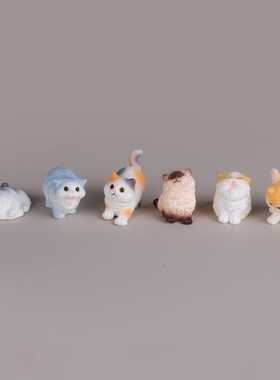 六只可爱萌猫桌面摆件治愈系礼物diy角落桌面装饰树脂小猫咪