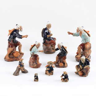 渔翁姜太公钓鱼翁陶瓷人偶盆景diy吸水石上水石假山摆件鱼缸布景