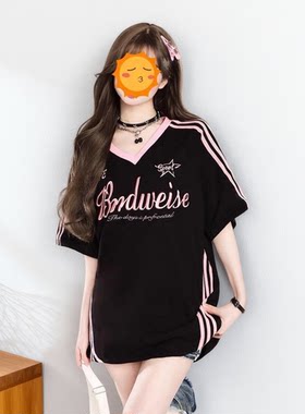 新款潮牌大码女装时尚印花高街潮流宽松短袖T恤小众设计感上衣