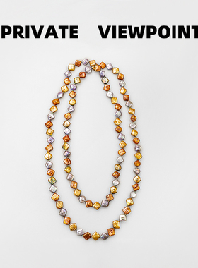 私人观点原创设计油画质感方块珍珠复古优雅多佩戴方式层次项链