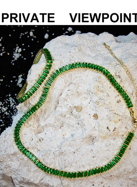 私人观点闪钻超美多色vintage欧美百搭晚宴日常华丽项链手链套装