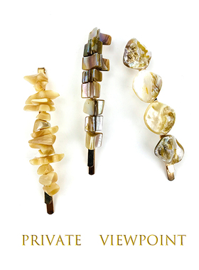 天然贝壳手工编织小众设计不规则海滩度假风日常百搭发夹套装