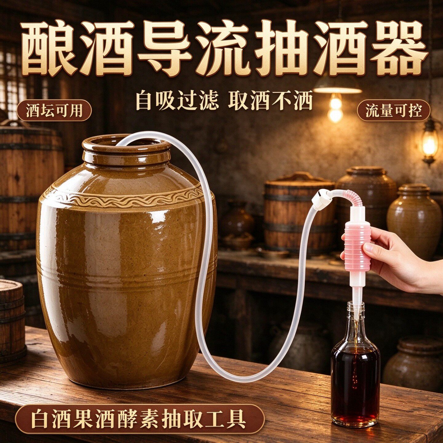 抽酒器手捏导流止水前置过滤