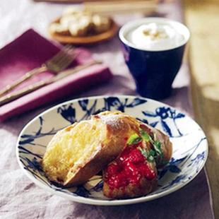 日本进口美浓烧日式AITO陶瓷碗汤面饭碗家用碗青花瓷深盘