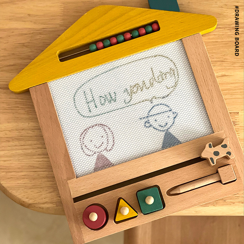 木制儿童画画板磁性写字涂鸦板彩色家用可擦小孩幼儿3岁玩具宝宝 玩具/童车/益智/积木/模型 画板 原图主图