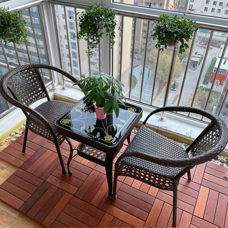 藤椅三件茶桌套家用阳台小桌椅户外室外庭院休闲茶几组合露台椅子