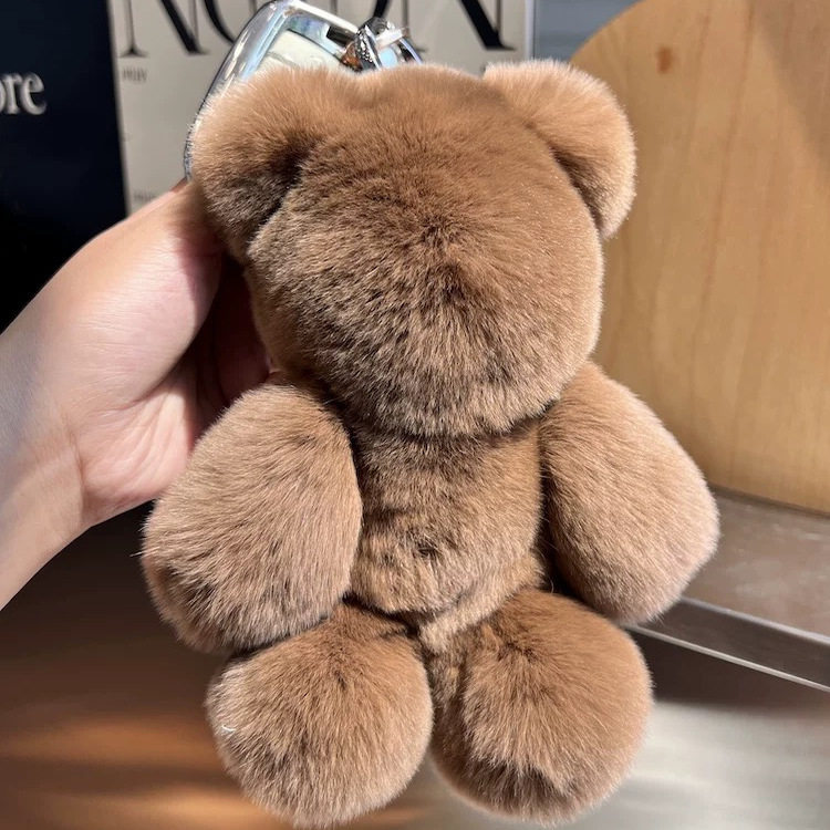 可爱真獭兔毛小熊钥匙扣