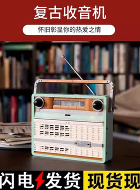 ICONS系列复古收音机照相机儿童益智拼装积木玩具摆件男女孩礼物