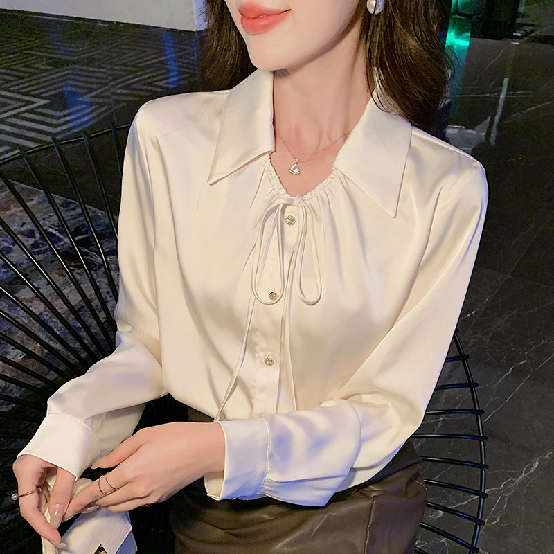 春季新款2026韩版百搭日常通勤早八女孩长袖缎面衬衫女上衣女,女装/女士精品,时尚防晒服,淘宝优惠券,粉丝福利购,淘宝优惠卷