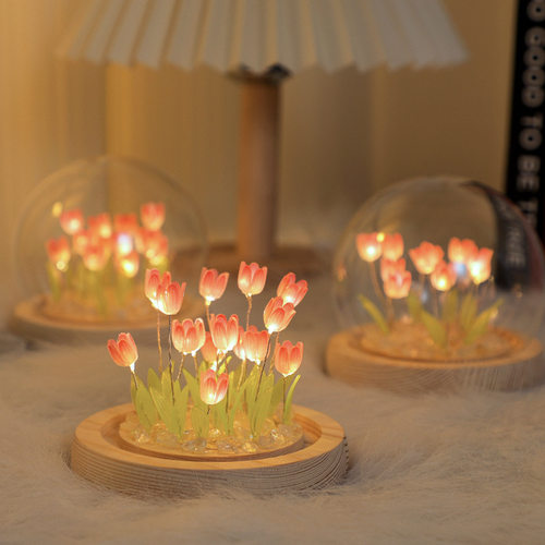 新品郁金香花束小夜灯diy材料创意手工摆件氛围灯学生礼品情人节
