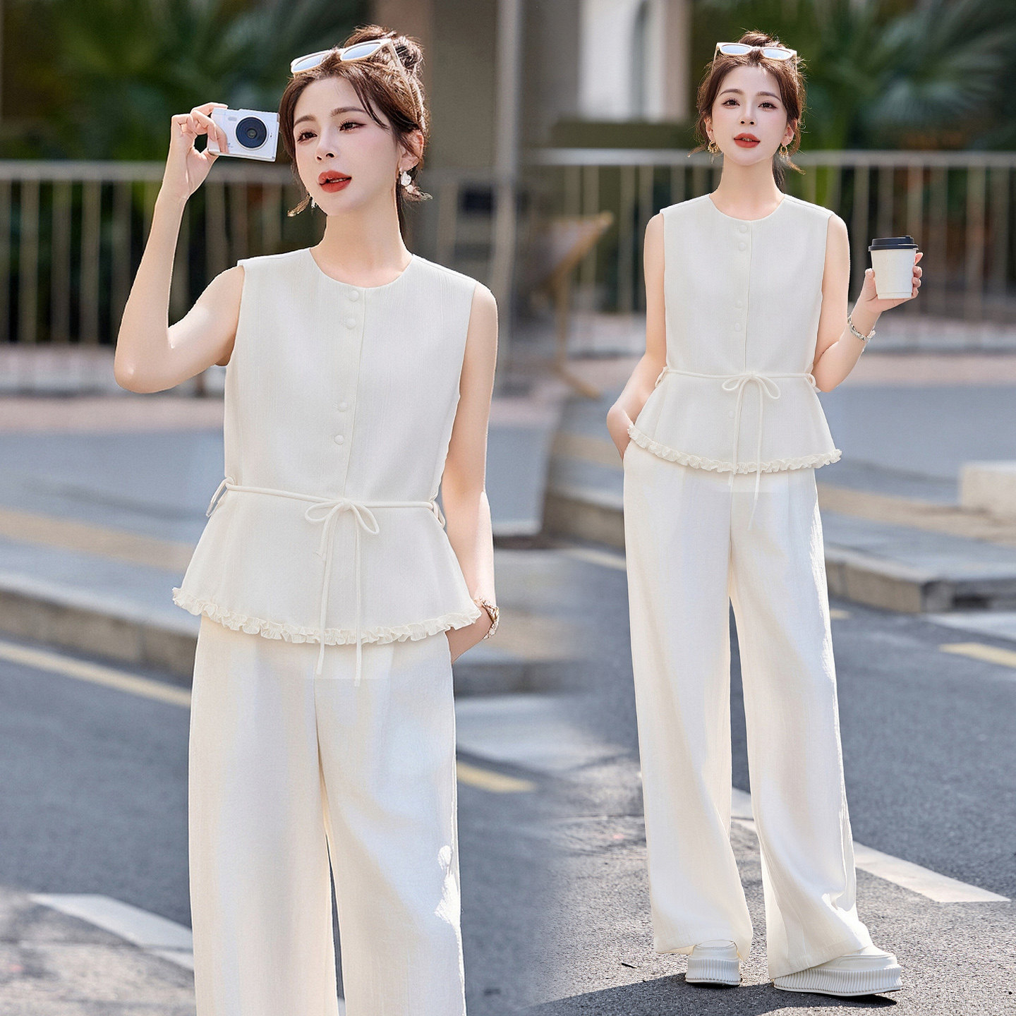 时尚套装女2026夏新款高级感气质轻熟风洋气马甲休闲阔腿裤两件套