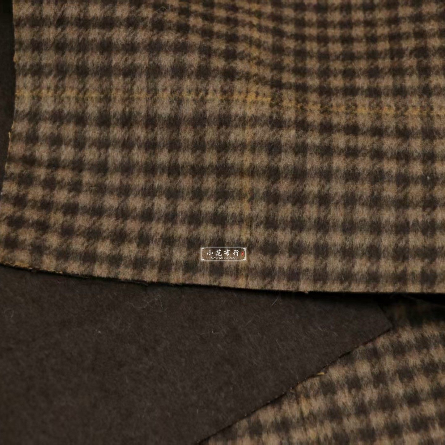 秋冬高含毛双面羊绒布料老钱风纯色千鸟格大衣西装美拉德羊毛面料