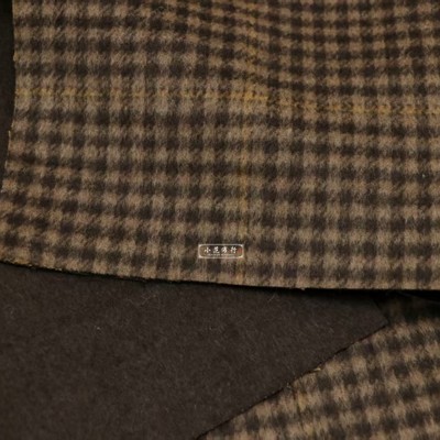 秋冬高含毛双面羊绒布料老钱风纯色千鸟格大衣西装美拉德羊毛面料