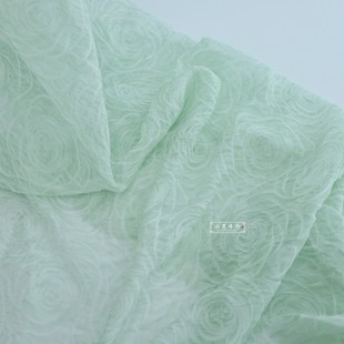 夏季浅青色大玫瑰压花炒色雪纺布料 垂坠旗袍衬衫连衣裙童装面料