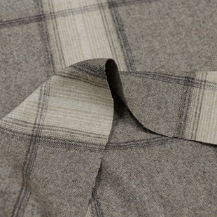 春秋卡其色格子纯羊毛半精纺毛呢布料 花呢衬衫男女服装面料