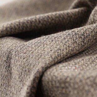 亚麻色秋冬织金粗纺布料 小香风男女西装外套大衣高含毛时装面料