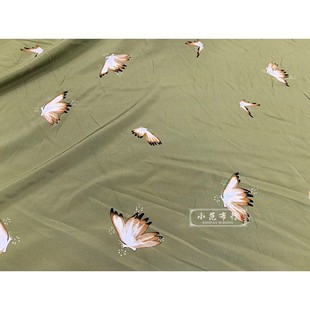 旗袍面料 秋香绿底 宽幅140cm 20姆米纯蚕丝100%真丝双绉布料 衬衫