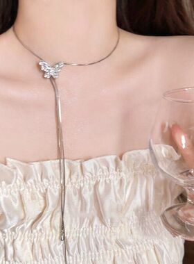 银色蝴蝶流苏长款项链女2026新款