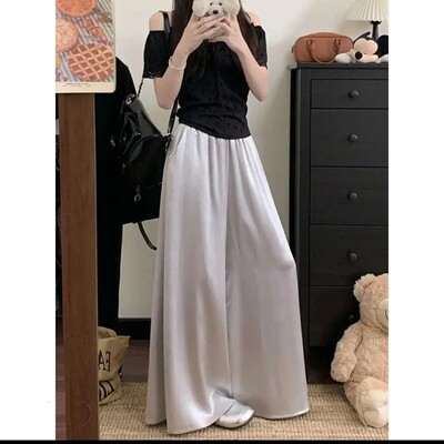 贩卖文艺 流光阔腿裤 大码女装极简高光裤夏季口袋款