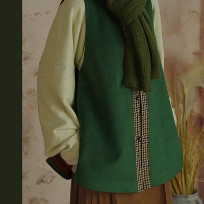 闲时雨阿绿比甲针织弓袋袖立领对襟衫马面裙日常汉服女