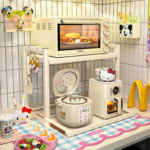 微波炉置物架厨房家用电电锅一体架子台面收纳烤箱电器多功能支架