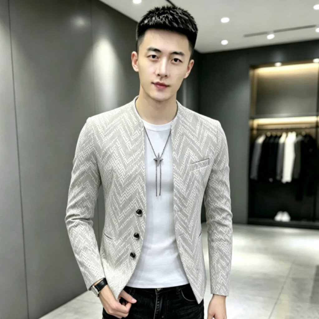 西装外套男春秋韩版修身个性条纹单西2026新款时尚英伦休闲小西服