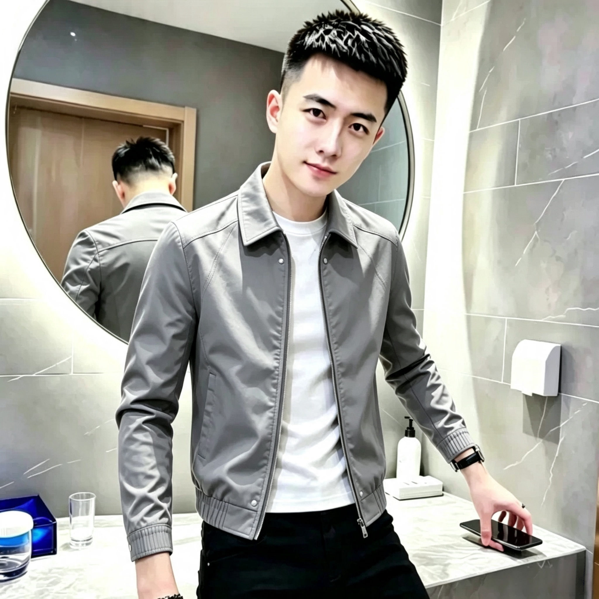 小个子工装痞帅夹克2026新款男士外套春秋款潮牌修身翻领休闲夹克