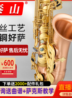 泰山降e调中音萨克斯管乐器磷铜拉丝考级成人专业演奏级TSAS-Q9
