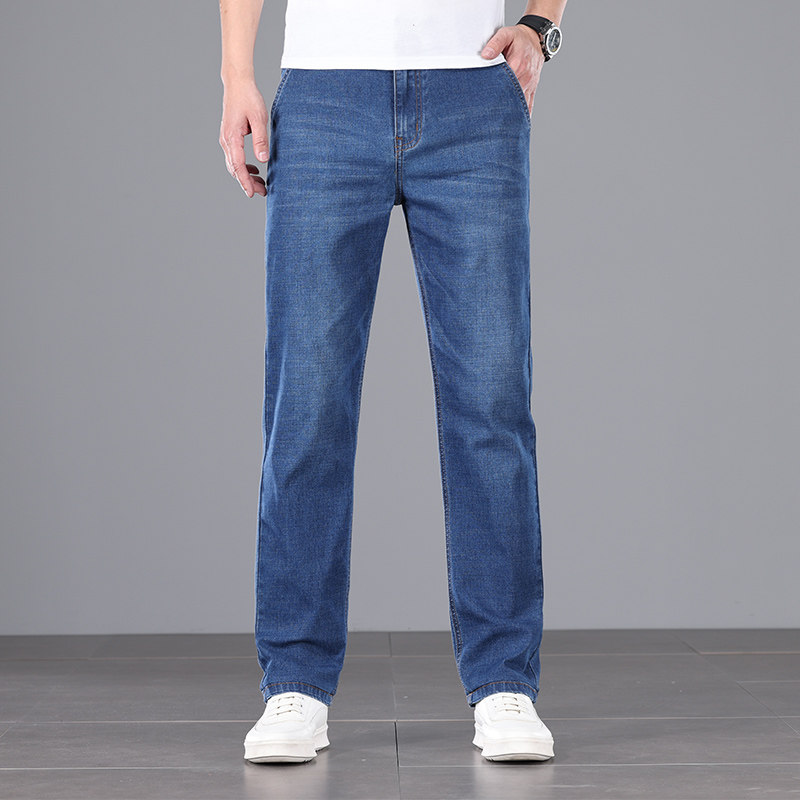 牛仔裤男士2025年夏季新款高腰小直筒修身休闲百搭长裤子