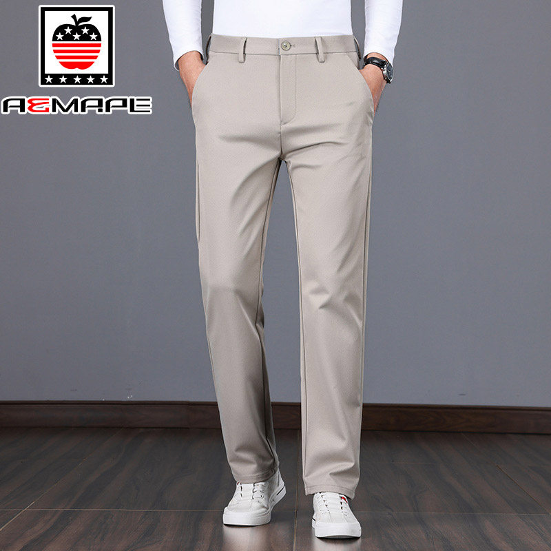 秋季新款直筒宽松商务休闲裤男士2023百搭中年爸爸上班西装长裤子