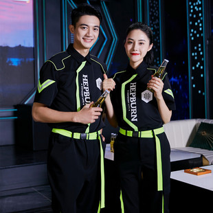 新款酒吧KTV服务员工作服短袖夏季套装夜场DJ少爷传送上衣龙丽儿