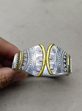 B12 满29元包邮  打标弹力开口手镯 缺钻