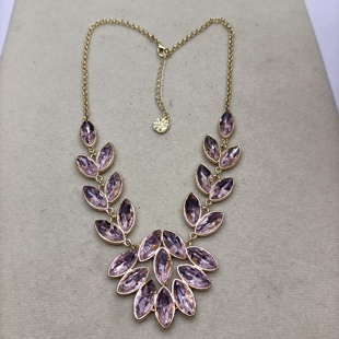 M打标 包邮 粉色玻璃钻项链 满29元 B11