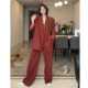 套装 大码 穿搭砖红色职业西装 女气质名媛胖mm春秋高级感御姐两件套