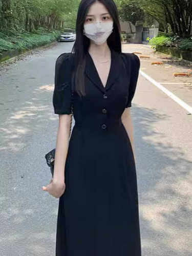 胖mm加肥加大码法式西装连衣裙女