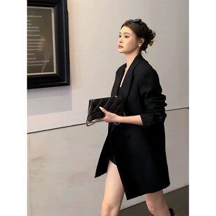 黑色高级感小西装外套女2026秋季新款设计感宽松休闲小众西服上衣