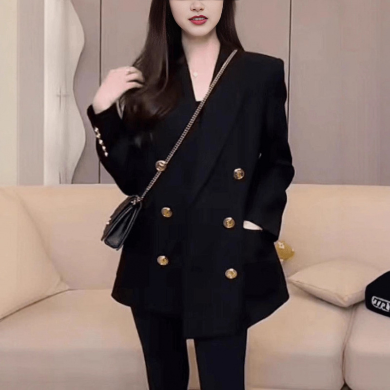 大码春秋金属扣西装外套气质上衣