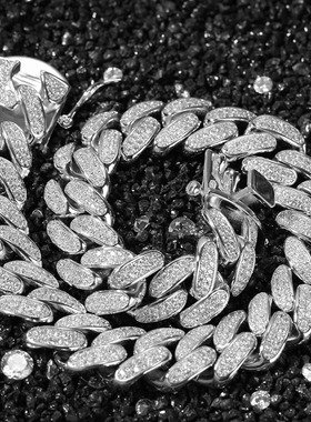 20MM满钻粗插扣超闪古巴链